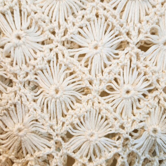 Forever 21 Ivory Boho & Fairycore Crochet Sleeveless Fringe Top | Size S - Picture 3 of 7